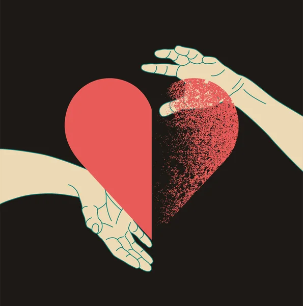 Спаси Любовь Открытка День Святого Валентина Символ Сердца Типографический Винтажный — стоковый вектор
