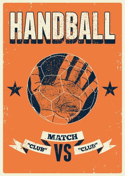 Handball Tipográfico Vintage Grunge Estilo Cartaz Ilustração Vetorial Retrô — Vetor de Stock