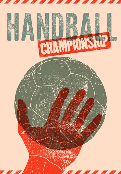Типографический Плакат Чемпионата Гандболу Стиле Гранж Ретро Векторная Иллюстрация — стоковый вектор
