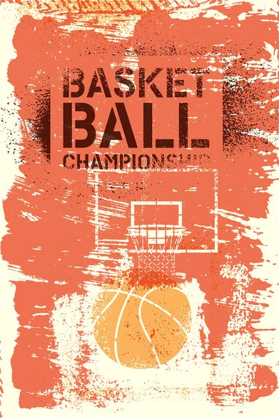 Μπάσκετ Πρωτάθλημα Τυπογραφικών Vintage Stencil Σπρέι Grunge Στυλ Αφίσα Εικονογράφηση — Διανυσματικό Αρχείο