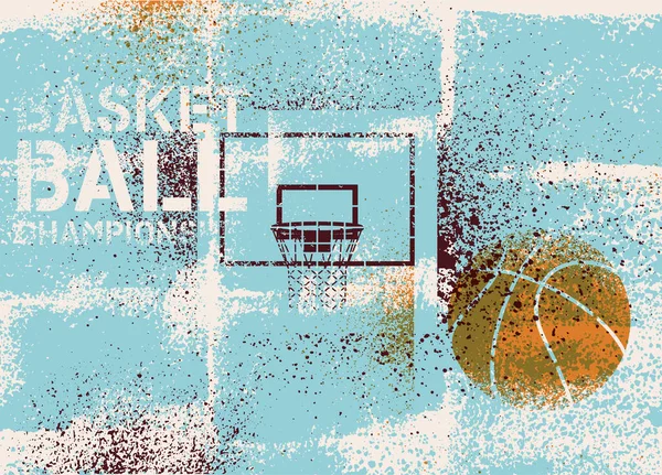 Basketballmeisterschaft Typografisches Vintage Schablonenspray Grunge Stil Retro Vektor Illustration — Stockvektor