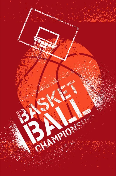 Cartel Tipográfico Estilo Grunge Estilo Stencil Vintage Del Campeonato Baloncesto — Vector de stock