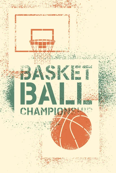 Campeonato Basquete Tipográfico Vintage Stencil Spray Grunge Estilo Cartaz Ilustração — Vetor de Stock