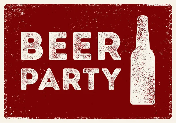 Beer Party Tipografi Gaya Desain Poster Grunge Dengan Efek Surat - Stok Vektor