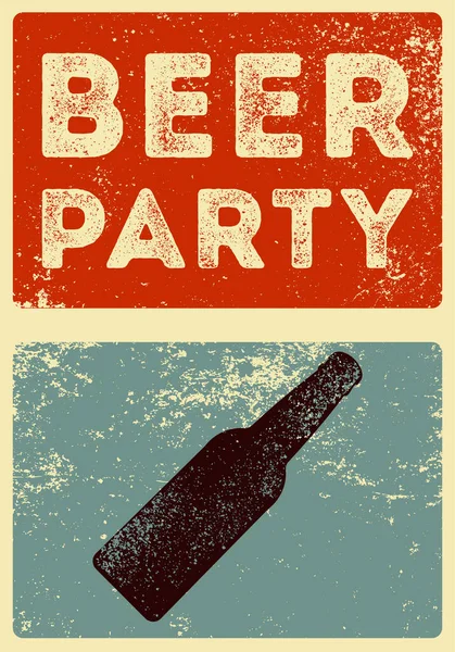 Poster Grunge Stile Vintage Tipografico Beer Party Con Effetto Letterpress — Vettoriale Stock