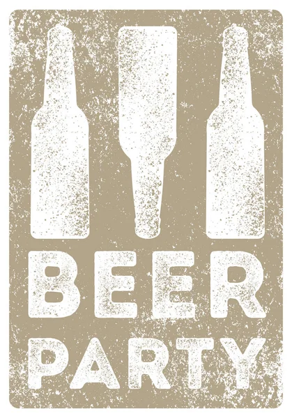 Beer Party Typographical Vintage Style Grunge Poster Design Letterpress Effect — Stock Vector