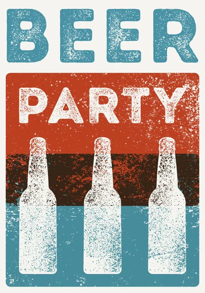 Beer Party Typographical Vintage Style Grunge Poster Design Letterpress Effect — Stock Vector