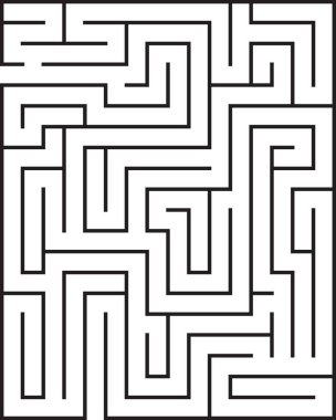 Beyaz arka plan üzerinde izole dikdörtgen labirent