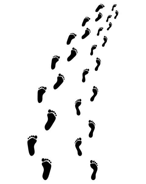 Trail Human Bare Footsteps Turn Right — Stock Vector