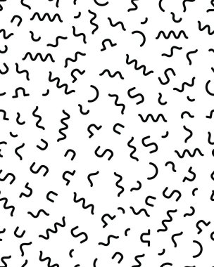 Geometrik arka plan, memphis tarzı, farklı çizgi kesintisiz vektör desen