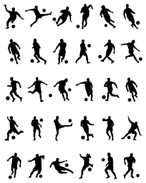 Black Silhouettes Football Players White Background — Stock Vector