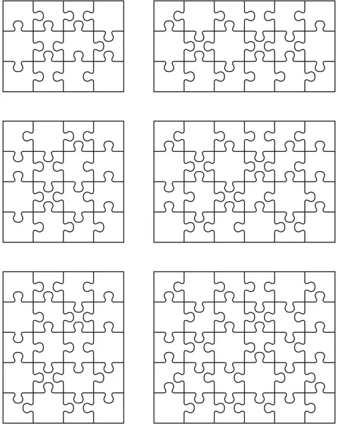 Samostatné Kusy Šesti Bílé Puzzle — Stockový vektor