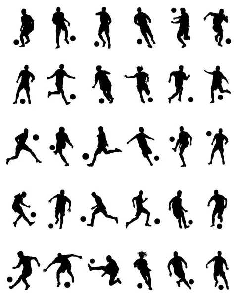 橄榄球球员的黑色剪影在白色背景 — 图库矢量图片
