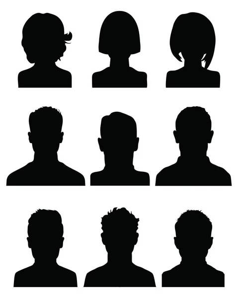 Black Silhouettes Human Heads Avatar Profiles — Stock Vector