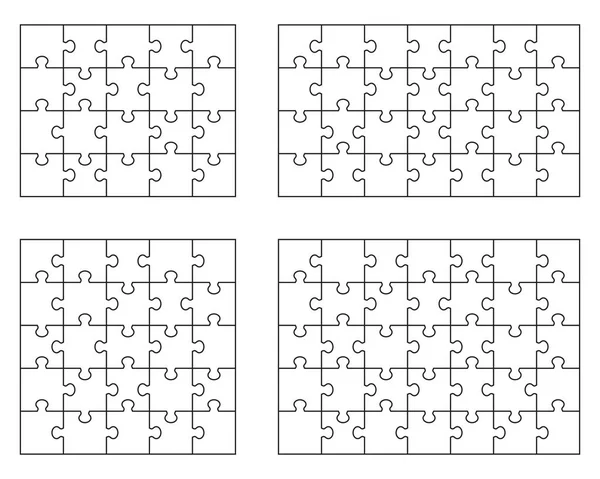 Illustratie Van Vier Witte Puzzels Afzonderlijke Stukjes — Stockvector