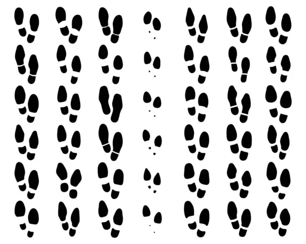 Schwarze Abdrücke Von Schuhen Auf Weißem Hintergrund — Stockvektor