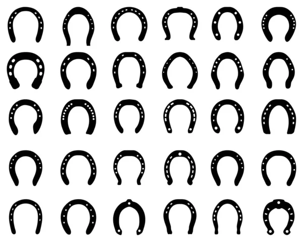 Black Silhouettes Horseshoe Background — Stock Vector