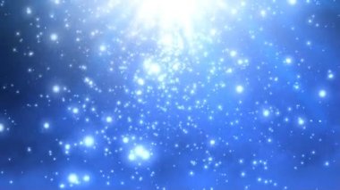 Göksel Snow Fall 4k döngü kar ve mavi bir atmosferde bir döngüde yukarıdan gelen ışık ile düşen parçacıkların özellikleri