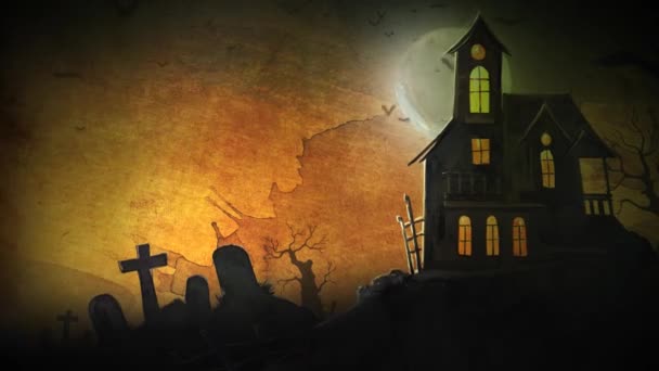 Haunted Mansion Happy Halloween Funkcemi Brány Kamery Zoom Kolem Strašidelný — Stock video