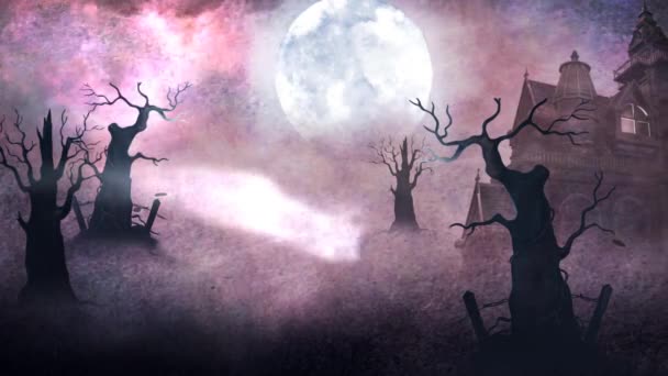 Ghostly Forest Haunted Mansion Happy Halloween Presenta Una Foresta Infestata — Video Stock