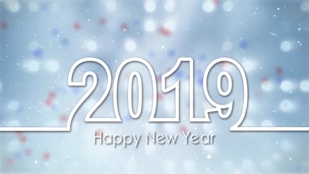 Happy New Year 2019 Line Wit Lus Beschikt Een Witte — Stockvideo