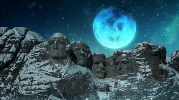 Mount Rushmore Med Santa Vinter Snö Loop Har Utsikt Mount — Stockvideo