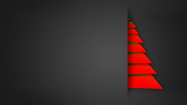 Разворачивающаяся Красная Бумага Merry Christmas Tree Имеет Серый Фон Конверта — стоковое видео