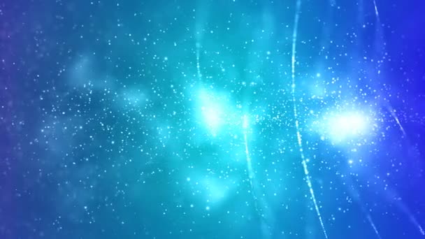 蓝色粒子在风与线背景4K 循环功能抽象的光 发光的烟雾 和粒子线在一个无缝循环移动和蓝色梯度屏幕 — 图库视频影像