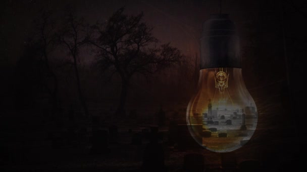 Berkedip Kedip Light Bulb Old Cemetery Loop Fitur Bola Lampu — Stok Video