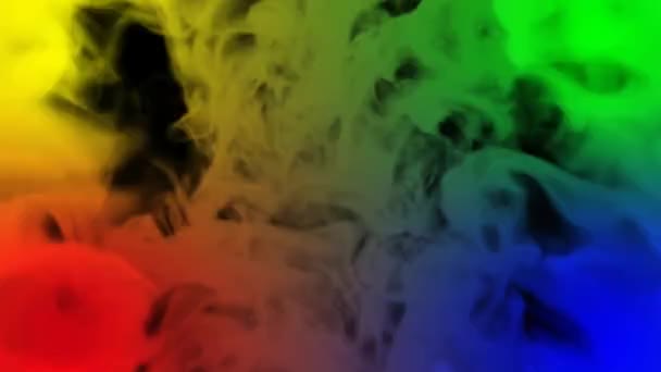 Rainbow Smoke Twist Loop Dispose Torsions Fumée Animant Loin Spectateur — Video