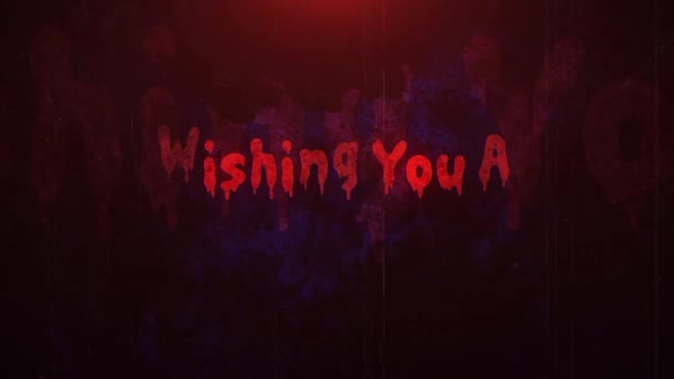 Wishing You Horfying Halloween Blood Loop Features Text Animating View — стоковое видео