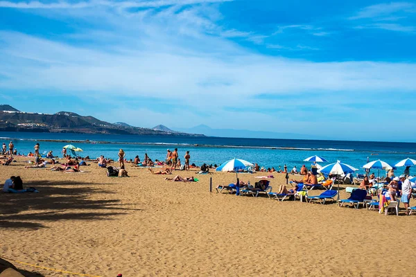 Las Canteras Strand Las Palmas Ban Gran Canaria Sziget Tenerife — Stock Fotó