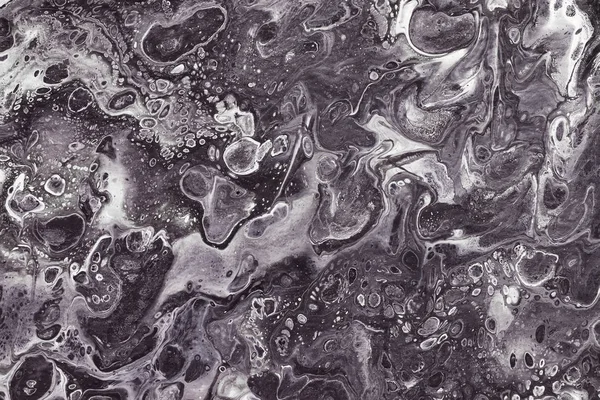 Black White Marbling Texture Creative Background Abstract Oil Painted Handmade — Stock Photo, Image