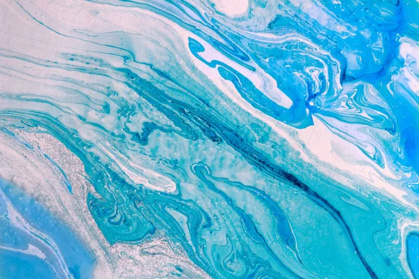 Размытие Мраморной Сине Зеленой Текстуры Творческий Фон Нарисованными Маслом Волнами — стоковое фото