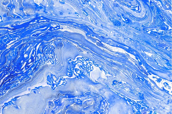 Blur Marbling Blue Texture Creative Background Abstract Oil Painted Waves — Stock Photo, Image