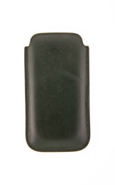 Telefon için iş parçacıkları tarafından dikişli deri yeşil kapak