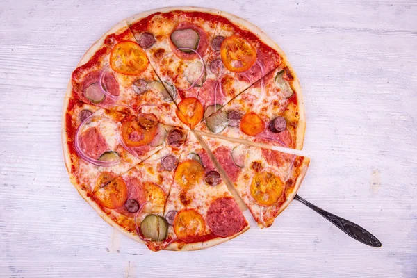 Pizza Bavarese Tagliata Porzioni — Foto Stock