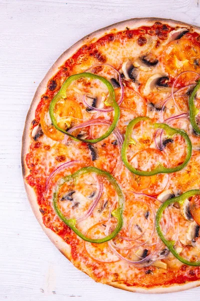 Funghi Cipolle Paprica Pizza — Foto Stock