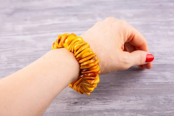 Amber Bracelet Hand — Stock Photo, Image