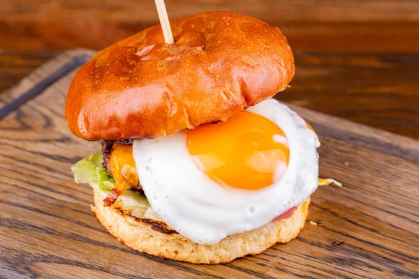 Burger with egg and marble beef cutlet