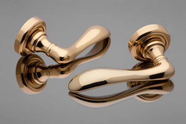 Yuvarlak soketin kapı kolu, cilalı pirinç.