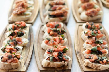 Akdeniz yemekleri lezzetli çeşitli. Antipasti iştah açıcı atıştırmalıklar seti.