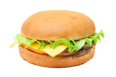 Cheesburger kökenli izole marul salatası ile