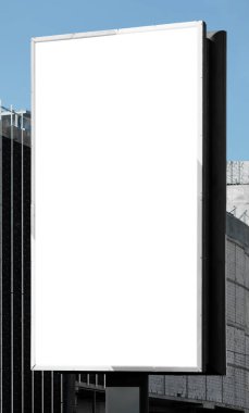 Blank vertical billboard on direct sunlight. Background for mock-up. clipart