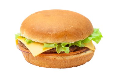 Cheesburger kökenli izole marul salatası ile