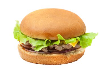 Cheesburger kökenli izole marul salatası ile
