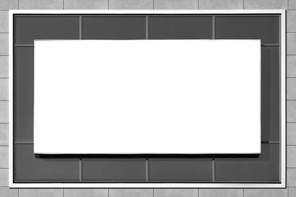 Blank horizontal billboard on glass facade. Background for mock-up.