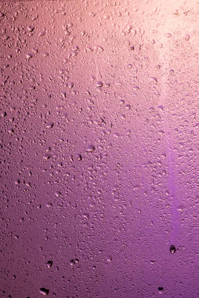 Rainy Window Drops Glass Pink Back Light — Stock Photo, Image