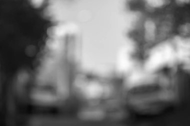 Bulanık günbatımı sokak. Yavaşça akşam bokeh arka plan