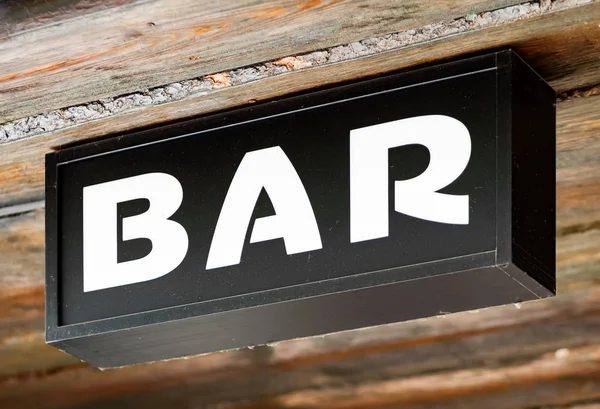 Bar Piccolo Cartello Sul Soffitto Legno Sopra Ingresso Del Bar — Foto Stock